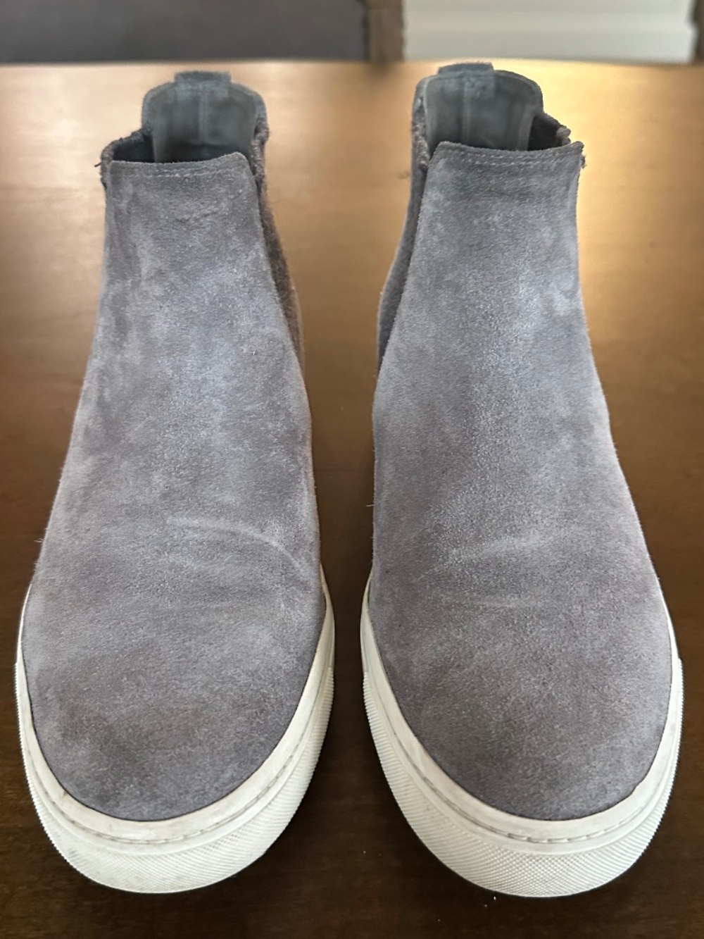 Vince High Top Sneakers Suede Slip On Ankle Boots Shoes Grey Women's Sz 7 / 37.5